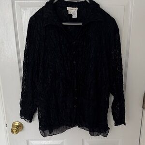 Coldwater Creek Elegant Black Lace Blouse